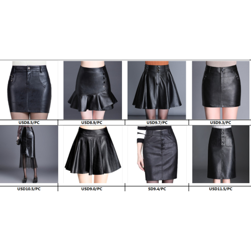 Women Sexy PU Leather Long Vent Skirt OL